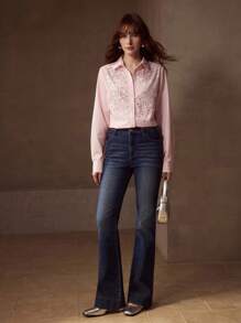 MOTF PREMIUM Camisa abotonada con aplicaciones de strass - Rosa - Ver 6