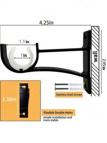 2 pièces Supports de tringle à rideaux réglables, crochets de rideau 20-28 mm en alliage d'aluminium robuste. Support de tige de fixation avec vis pour rideaux ou armoire (noir). Cadeaux d'anniversaire et de remise des diplômes
