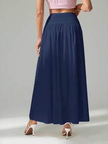 SHEIN Tall Váy trơn màu thường ngày cho nữ, mùa hè - Màu xanh hải quân - Xem 3