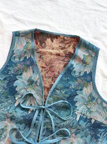 Soleia Women's Casual Vacation, Beach Wedding Guest, Graduation, St. Patrick's Day, Spring Break, Easter, Music Festival Elegant Bohemian Tropical Bowknot Strap Vest, Retro Jacket Top For Autumn/Winter