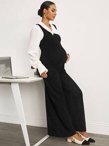 MaterniWear Office,Business Casual Woman,Fall Clothes,Autumn Clothes,Maternity Autumn Clothes Maternity Maternity Fashionable Versatile Solid Color Wide Leg Jumpsuit