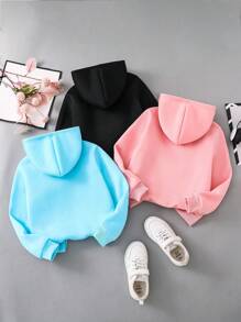 Tween-Mädchen Lässiges Kapuzenpullover mit minimalistischem Schleifendruck