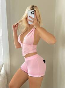 Sweetina 带口袋和蝴蝶结装饰的女士短裤