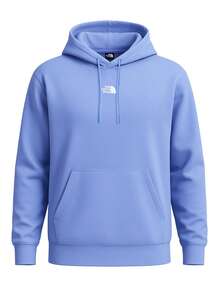 The North Face Áo len trùm đầu có mũ trùm đầu có túi Kangaroo vá chữ - Màu xanh ảo - Xem 1