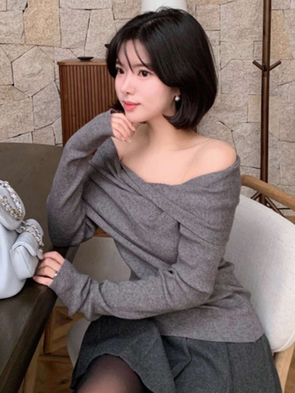Unique Twist Knot Off-Shoulder Slim Fit Sweater Top For Women Autumn,Fall Women Clothes