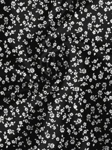 SHEIN Frenchy 大码女式V领短袖休闲假日黑白花裙，女士夏季连衣裙，飘逸连衣裙