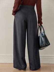 Dazy-Less Women's Loose Business Casual Pleated Straight Leg Pants, Suitable For Commuting, Office Wear, Autumn/Winter