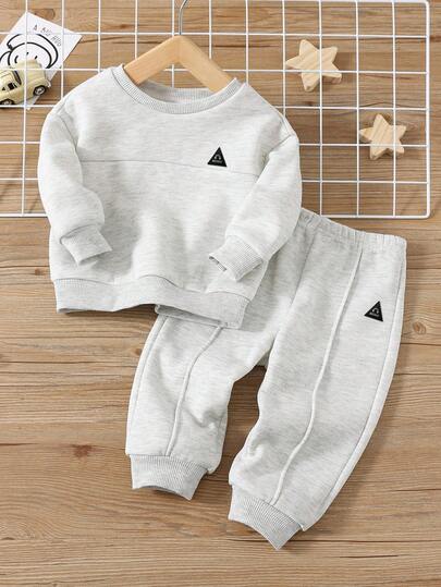 SHEIN Unisex Baby/Toddler Casual Sports Streetwear Gentleman College Style All-Match Versatile Oversized Crew Neck Sweatshirt, Suitable For Spring, Autumn, Winter, Thickened Fleece Fall