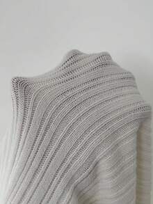 Elenzga 女士罗纹优雅休闲百搭假日针织毛衣，适合秋冬季 - 米色 - 查看 7