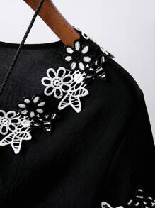 Linhara CURVE Áo sơ mi tay ngắn cổ chữ V phong cách phương Tây thường ngày cỡ lớn dành cho nữ - màu đen - Xem 4