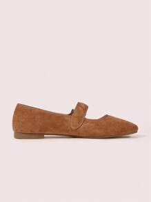 CUCCOO DOLLMOD Women's Fashion Charming Flat Loafers, Khaki Color, Faux Suede Material, Rhinestone Buckle, Square Toe, Commuting, Comfortable, Office, Street, Party, Travel, Vacation, Spring/Summer/Autumn - Khaki - View 9
