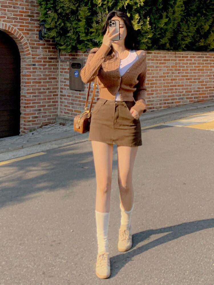 Round Neck Single-Breasted Cardigan, Fashionable Niche Design Knit Sweater Fall,Winter