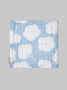 SHEIN Skin-Friendly Absorbent Soft Cartoon Single-Sided Print Handkerchief - Blue and White - View 1