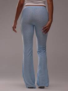 MUSERA Women Pants Wide Leg Fitted Lounge Trousers Winter  Elegant - Baby Blue - View 4