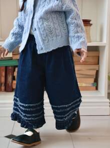 Dazy Kids Baby Mädchen Lässig Weite Beine Lose Gerade Bein Jeans, Kleinkind Herbstkleidung