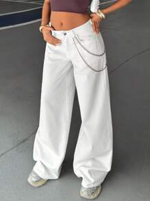 WOMEN LOW WAIST EVERYDAY CASUAL JEAN WHITE JEAN - White - View 4