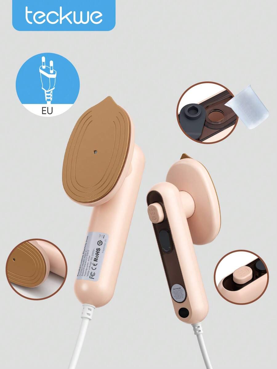 Teckwe Mini ferro da stiro senza vapore, portatile, per indumenti, riscaldamento rapido, ultra leggero, essenziale per viaggi, dormitori universitari, casa - Spina EU