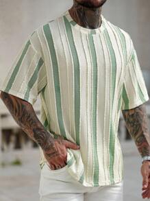 Manfinity RSRT Men's Casual Knitted Textured Jacquard Pink T-Shirt