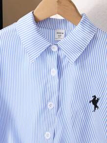 SHEIN Explorewe 女童宽松休闲轻便夹克，蓝色，春夏 - 藍色 - 查看 5