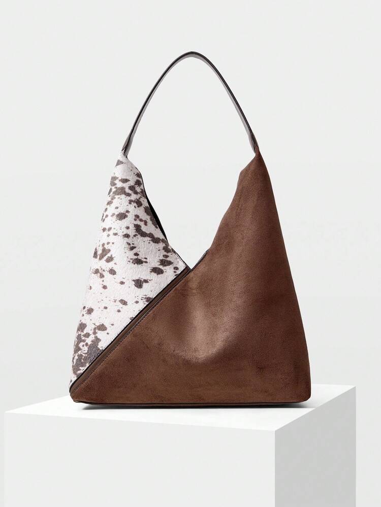 COLORBLOCK PU LEATHER SHOULDER BAG