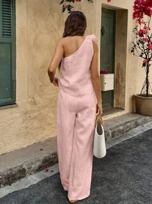 Selianne 2 件套度假风格女式 3D 花朵装饰无袖背心和裤子