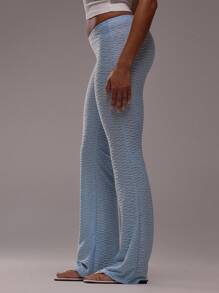 MUSERA Women Pants Wide Leg Fitted Lounge Trousers Winter  Elegant - Baby Blue - View 3