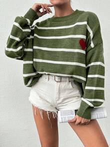 EURMUSE Suéter casual de talla grande con bloques de color y rayas, otoño/invierno - Multicolor - Ver 5