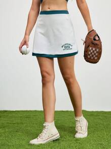 Cheerettes 女式字母印花高腰休闲健身运动迷你裙 - 白色 - 查看 3