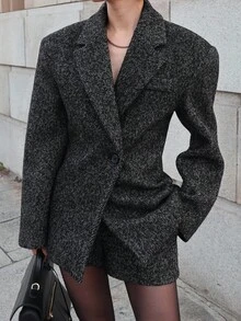 DAZY Áo khoác Blazer ve bo eo cho nữ Áo khoác nữ - Xám - Xem 7