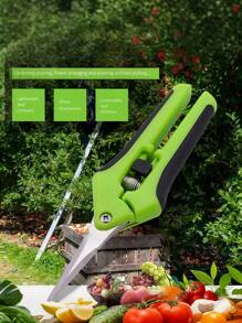 1pc Carbon Steel Garden Pruning Scissors, Modern Non-Slip Gardening Tool Stainless Steel Flower Branch Trimmer, Straight And Curved Head, Fruit Vegetable Vine Pruning Shears, Gardening Scissors