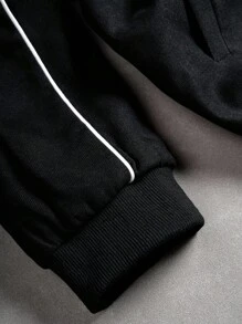 Manfinity Homme Aesthetic Post--2pcs Men's Side Stripe Letter Print Long Sleeve Jacket And Drawstring Waist Pants Casual Suit,Fall Clothes