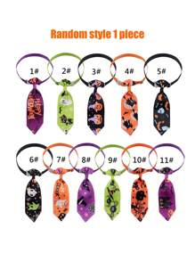 PETSIN 1pc Random Halloween Cat & Dog Printed Bow Tie For Pet