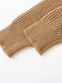 Manfinity Homme Men's Raglan Sleeve Drawstring Design Loose Knit Sweater Brown Sweater Brown Turtleneck Men Turtleneck Sweater - Brown - View 4