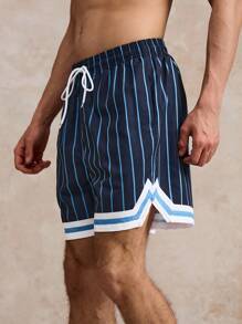 Surfspeed Shorts casuales de playa a rayas para hombres - Multicolor - Ver 4