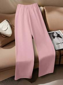 Franclia Quần âu trắng thường ngày cỡ lớn cho nữ, cạp chun, thiết kế túi ống thẳng, quần công sở - Bụi hồng - Xem 2