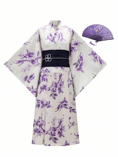 Irokai 花卉印花裹身长袍、吊带背心裙、和服