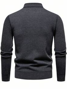 Calvornis Men's Casual Solid Color Knit Sweater, Autumn/Winter Men Quarter Zip Sweater Men Thermal Sweater Men Fleece Lined Sweater Fleece-Lined And Thickened