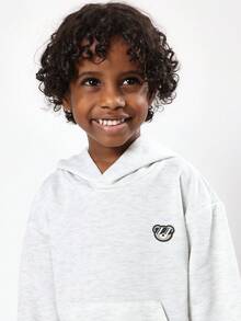 SUMWON Kids Pullover Hoodie Sweatshirt With Centre Pocket And Small Logo Patch Daily Casual School Wear Comfortable Winter Spring Top - Grey - View 5