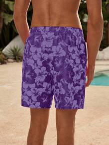 Manfinity VDAYZ Strandshorts für Herren mit Blume Muster und Kordelzug in der Taille und Tasche