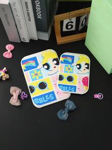 SHEIN Cartoon Anime Series, Foldable Bathroom Mirror, Lightweight, Ultra-Thin, Portable Handheld Mirror, Durable Polyurethane Leather Material, Suitable For Various Occasions And Everyone, Square Foldable Design For Easy Carrying, Suitable For Valentine's Day Gifts, New Year Gifts, New Year Gifts, Gifts For Girlfriends, Holiday Gifts - White - View 3