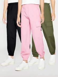 SHEIN Explorewe 年轻女孩休闲纯色工装裤 - 彩色 - 查看 1