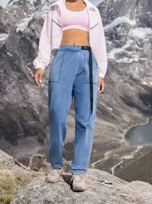 Quần Jeans Denim Đơn Giản Thường Ngày Cho Nữ - Màu xanh lam - Xem 3