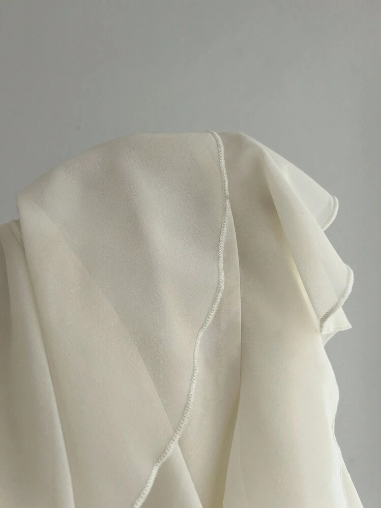 Elamini Vestido de verano para fiesta del té elegante de mujer, de unicolor y de varias capas con tirantes - Albaricoque - Añade 5