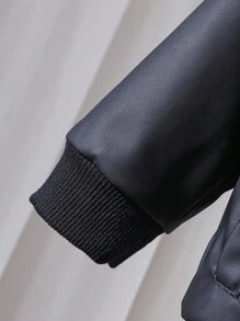 SHEIN Playful Pals 男宝宝纯色长袖拉链休闲棒球领羊毛夹克