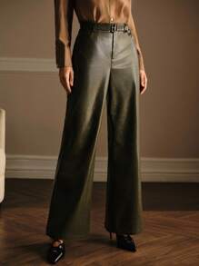 MOTF PREMIUM PU 皮革腰带裤 - 橄欖綠 - 查看 10