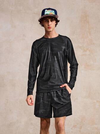 Manfinity Surfspeed Heren camouflage surfpakset met lange mouwen en shorts