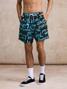 Surfspeed Men's Summer Vacation All-Over Print Drawstring Waist Beach Shorts - Multicolor - View 3