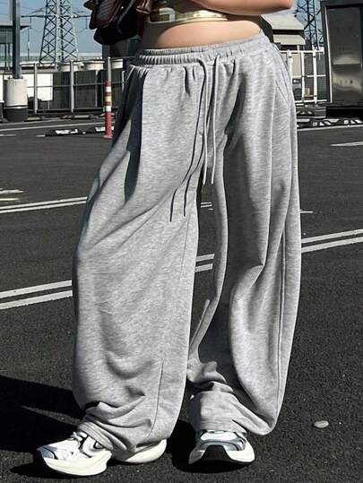 Dazy Plus 大码宽松针织卫衣和抽绳长裤两件套，四季皆宜的秋季运动裤