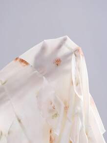 Lumivelle Women's Floral Print Chiffon Ruffle Strap Dress, Comfortable & Natural, Suitable For Vacation, Spring/Summer All White Summer Dress Clothes For University - White - View 8