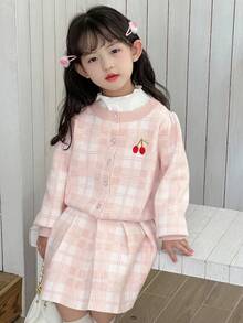 DAZY Kleine Mädchen Koreanischer Stil Langarm Pullover und Rock 2-teiliges Set, Frühling/Herbst